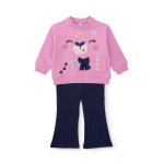 Ensemble fille en molleton avec sweat graphique et pantalon assorti rose