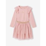 Ensemble fille nol jupon en tulle et t - shirt  volants rose poudr