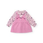 Ensemble fille robe chaton brodé et blouse fleurie rose Ensemble fille robe chaton brodé et blouse fleurie rose