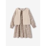 Ensemble fille robe et gilet sherpa �cru