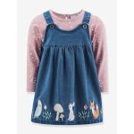 Ensemble fille : robe en jean et t - shirt happy girls bleu jean