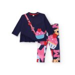 Ensemble fille t - shirt cupcake et legging imprims joyeux bleu marine