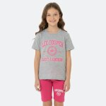 Ensemble fille t - shirt manches courtes et bermuda gris