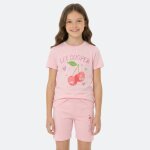 Ensemble fille t - shirt manches courtes et bermuda rosatre