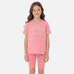Ensemble fille t - shirt manches courtes et bermuda rosatre