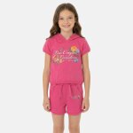 Ensemble fille t - shirt manches courtes � capuche et short rose