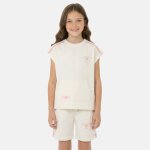 Ensemble fille t - shirt manches courtes et short beige