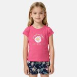 Ensemble fille t - shirt manches courtes et short fushia