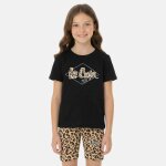 Ensemble fille - t - shirt manches courtes et short motif l�opard noir