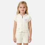 Ensemble fille t - shirt manches courtes zipp� � capuche et short beige