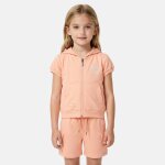 Ensemble fille t - shirt manches courtes zipp� � capuche et short saumon