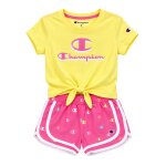 Ensemble fille t - shirt et short rose