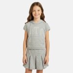 Ensemble fille - sweat � capuche manches courtes et jupe - short gris