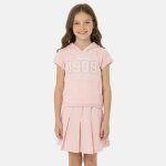 Ensemble fille - sweat � capuche manches courtes et jupe - short rosatre