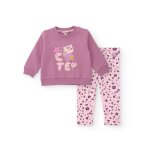 Ensemble fille sweat chaton et legging imprim� l�opard violet