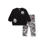 Ensemble fille sweat noir et legging floral noir