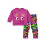 Ensemble fille sweat visage relief et legging abstraits rose
