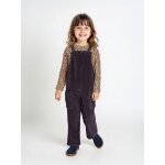 Ensemble fille tee - shirt et salopette velours anthracite