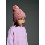Ensemble fille tricot bonnet, snood et mitaines rose