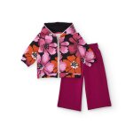 Ensemble fille veste capuche fleurie et pantalon confortable rose Ensemble fille veste capuche fleurie et pantalon confortable rose