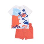 Ensemble pour gar�on en maille avec grand imprim� blanc