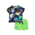 Ensemble gar�on en maille avec imprim� de m�duses bleu