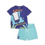 Ensemble gar�on en maille inspir� de la jungle violet
