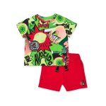 Ensemble gar�on en maille au style bande dessin�e vert