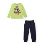 Ensemble gar�on avec t - shirt en coton � motif amusant et pantalon jogger vert
