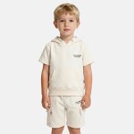 Ensemble gar�on t - shirt manches courtes � capuche et short beige