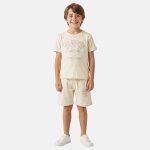 Ensemble gar�on t - shirt manches courtes et short beige