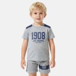 Ensemble garcon - t - shirt manches courtes et short gris