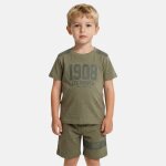 Ensemble garcon - t - shirt manches courtes et short kaki