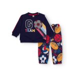 Ensemble garon sweat ballon et pantalon imprim sport bleu marine