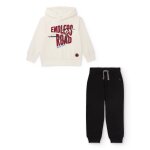 Ensemble gar�on avec sweat � capuche et imprim� graphique blanc