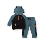 Ensemble garon sweat capuche oreilles et pantalon confortable bleu