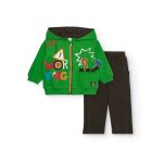Ensemble garon sweat capuche outils et pantalon cargo vert