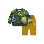Ensemble garon sweat cratures colores et pantalon confortable vert