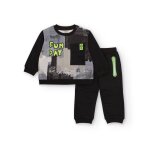 Ensemble garon sweat message et pantalon confortable noir
