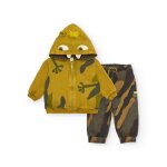 Ensemble garon sweat monstre capuche et pantalon camouflage vert