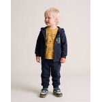Ensemble de jogging 3 pi�ces en coton peign� bleu fonc�