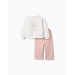 Ensemble de jogging en coton peign� avec imprim� marie mauve clair