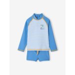 Ensemble manches longues short anti uv bleu azur