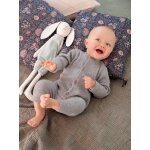 Ensemble mixte en tricot gilet et pantalon bébé gris clair chiné Ensemble mixte en tricot gilet et pantalon bébé gris clair chiné