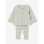 Ensemble mixte en tricot gilet et pantalon bébé vert d'eau Ensemble mixte en tricot gilet et pantalon bébé vert d'eau