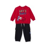 Ensemble en molleton gar�on sweat � message et pantalon assorti rouge