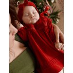 Ensemble naissance 3 pices nol robe + bandeau + collants rouge