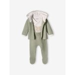 Ensemble naissance 3 pices en point mousse vert d'eau