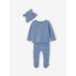 Ensemble naissance 3 pi�ces tee - shirt personnalisable legging bonnet bleu