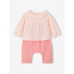 Ensemble naissance blouse et pantalon rose
